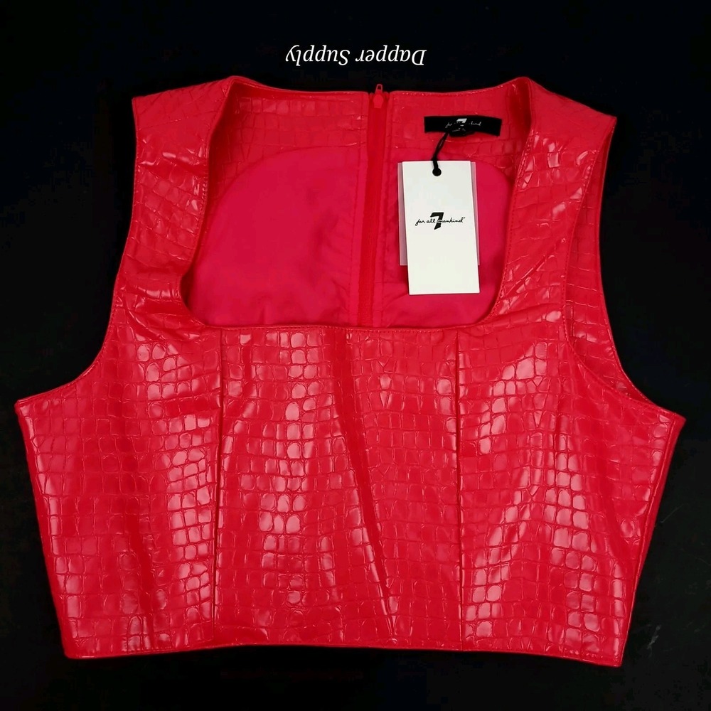 7 For All Mankind Faux Leather Top‎ Hot Pink Size Medium
